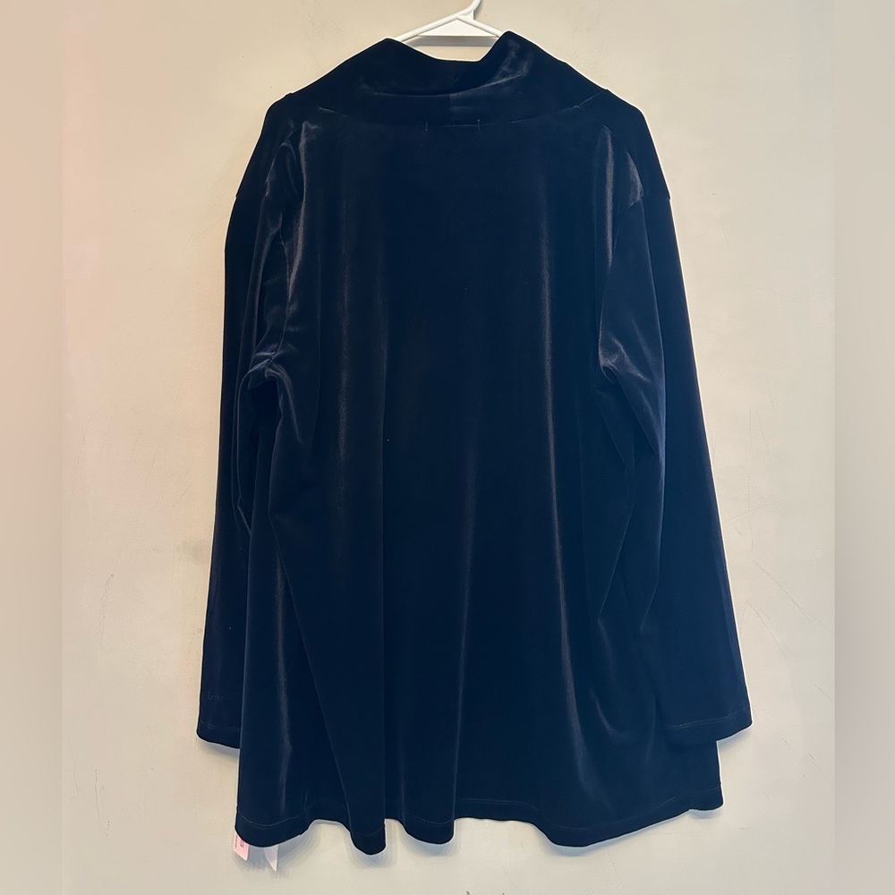 NWT Vintage Y2K Era Notations Black/Blue Velvet Open Front Cardigan XL - Picture 6 of 6